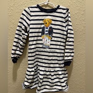 Polo by Ralph Lauren Kids Bear Dress - Navy and White Stripes